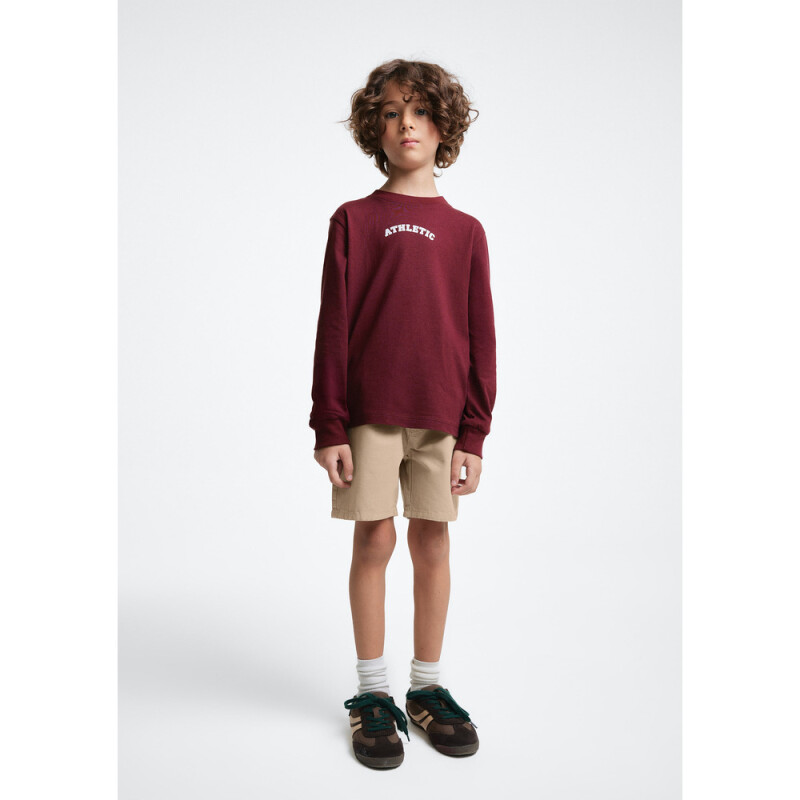 CAMISETA ML MASC VERMELHO ESCURO