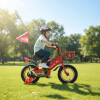 Bicicleta Rodado 12 Con Banderita, Rueditas Y Casco ROJO