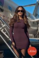 Vestido Seamless Long-Sleeve Mini Dress Mujer Oxblood