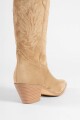 Bota de suede con pespuntes beige