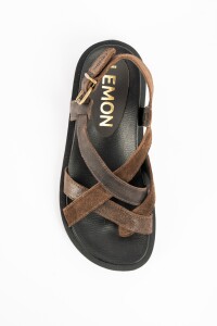 Sandalias De Cuero Tiras Cruzadas Chocolate