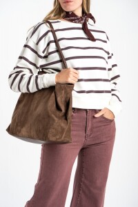 Sweater Algodon Lavado Rayado Marron