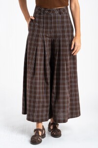 Pantalón Extra Wide Cuadros Marino