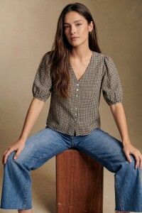 Blusa Gingham Negro
