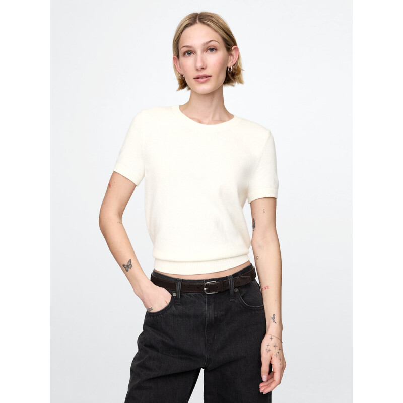 SS CASHSOFT BABY TEE IVORY FROST