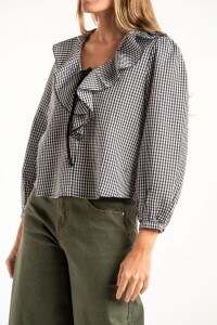 Blusa Gingham Negro
