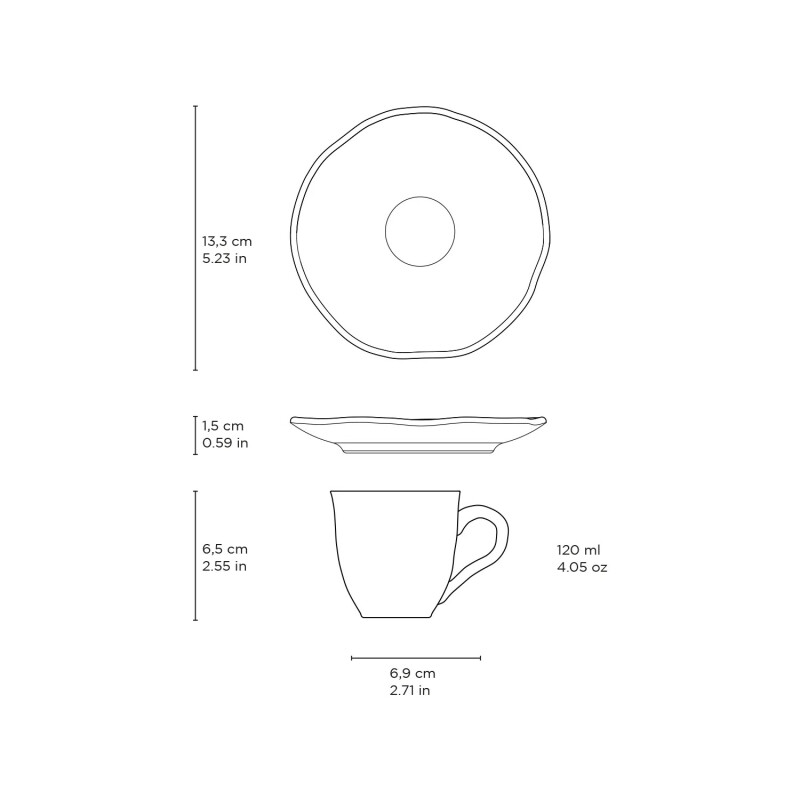 Set de Taza de Cafe en Cerámica y Platillo 120ml Porto Brasil Set de Taza de Cafe en Cerámica y Platillo 120ml Porto Brasil