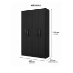 ROPERO MULTIUSO - 4 PUERTAS NEGRO
