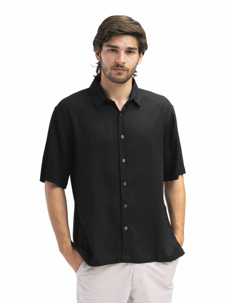 Camisa Manga Corta Hawaii Negro