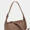 Cartera al hombro Leaf en efecto cuero gamuza Taupe