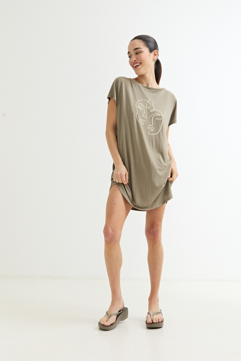 Vestido estampado VERDE OLIVA