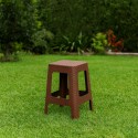 Banqueta De Plástico Símil Ratán Marrón MARRÓN