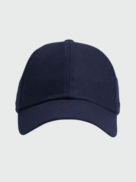 BOSS Gorra de Lana con Etiqueta de Logo de Cuero Sintético Azul Oscuro