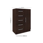 CÓMODA ZAPATERA - 5 CAJONES 1 PUERTA TABACO