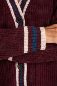 Cardigan Lana Multi Rojo