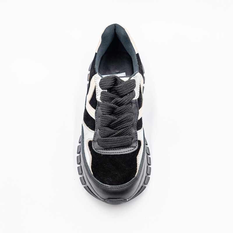 ZAPATILLA CUERO DAMA COLOR GRIS SUELA SINTETICA NEGRO