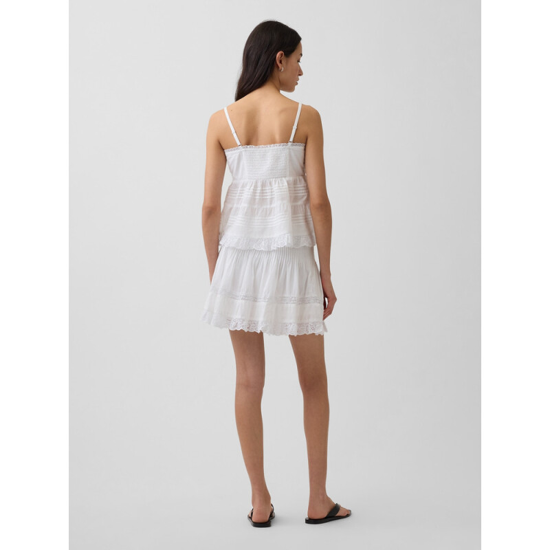 PINTUCK LACE TRIM MINI SKORT FRESH WHITE