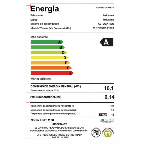 REFRIGERADOR INDURAMA 192-L GRIS RI379I S/D INOX