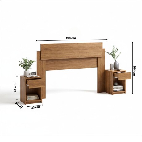 RESPALDO CABECERA 2 PLAZAS CON MESAS DE LUZ MIEL