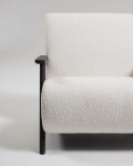 Butaca Meghan borrego blanco y patas de madera maciza de fresno con acabado wengué