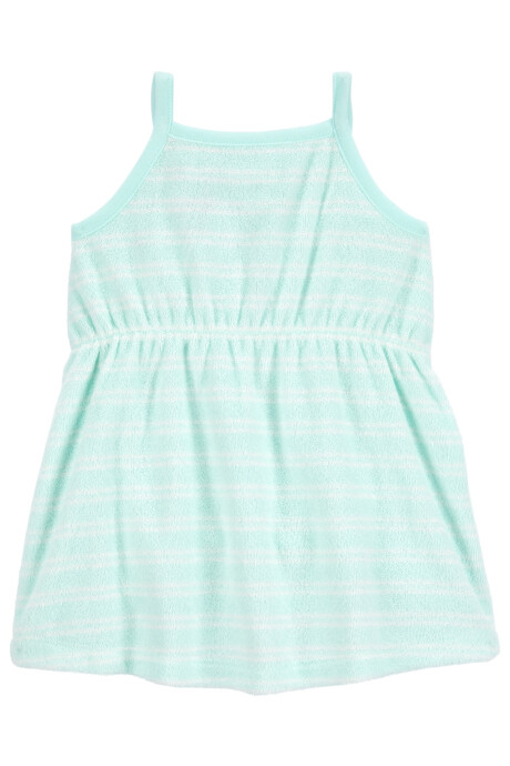 Vestido de rizo con flamenco bordado Sin color