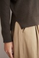 Sweater cuello polo chocolate melange