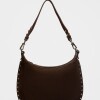 Cartera al hombro Luna en cuero gamuza Chocolate