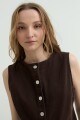 Top denim con botones al frente CHOCOLATE