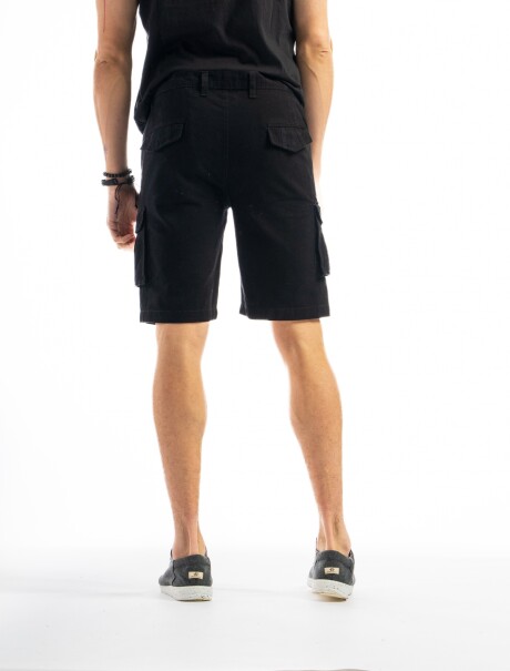 Bermuda Cargo de Algodón Negro
