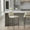 Banco Alto para barra base y patas metal negras / Asiento y respaldo tapizado pu color perla Banco Alto para barra base y patas metal negras / Asiento y respaldo tapizado pu color perla