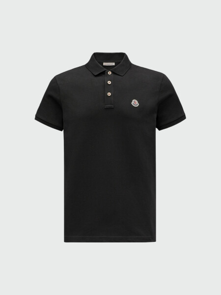 Moncler - Polo de Algodón con Parche con Logotipo Negro