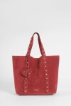 Shopper suede con tachas rojo