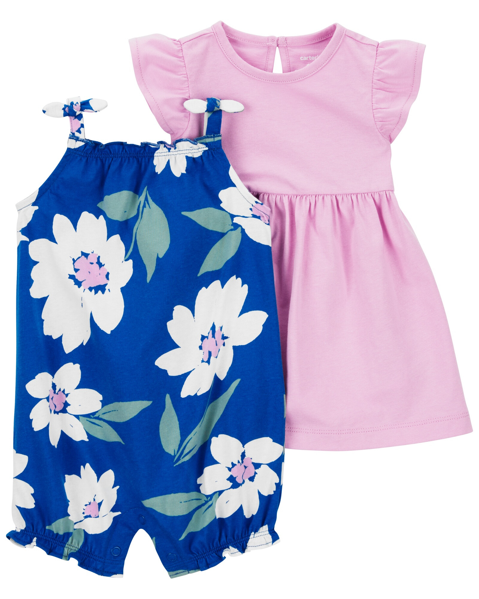 Set dos piezas de algodón, vestido y monito bombachudo Sin color