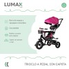 Coche Triciclo a Pedal C/Guía y Capota giratorio 360 Rojo