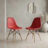 Pack 2 Sillas De Comedor Eames Lumax De Diseño Moderno Con Patas De Madera Rojo