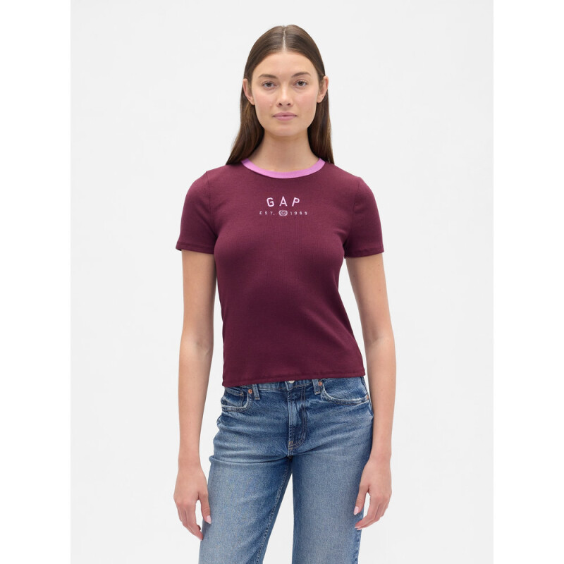 FRCH SS MOD RIB ABBRV TEE TUSCAN RED