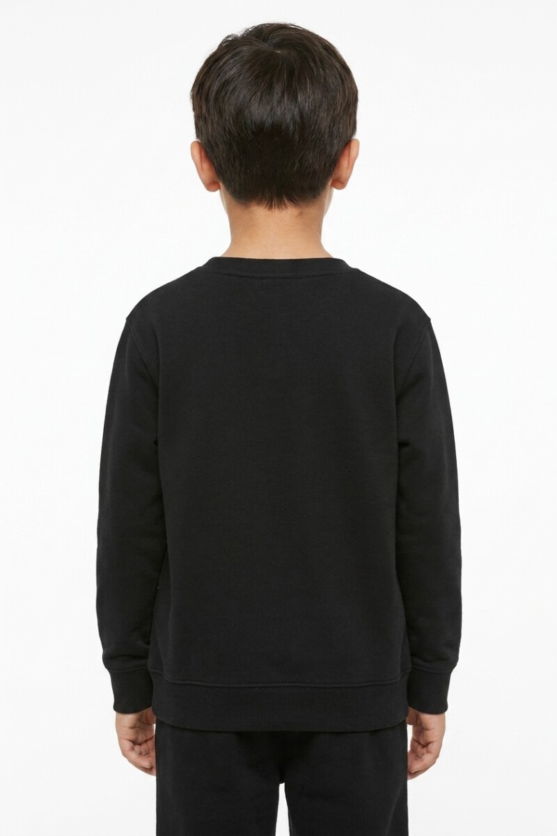 Buzo deportivo básico escote redondo - UNISEX NEGRO