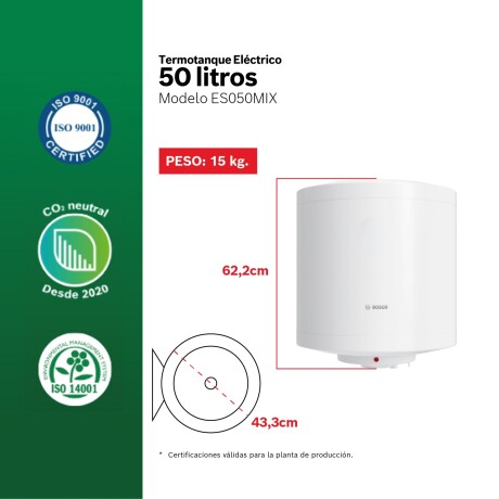 Calefón Bosch de 50 lts ES050M1X-KNWVB Calefón Bosch de 50 lts ES050M1X-KNWVB