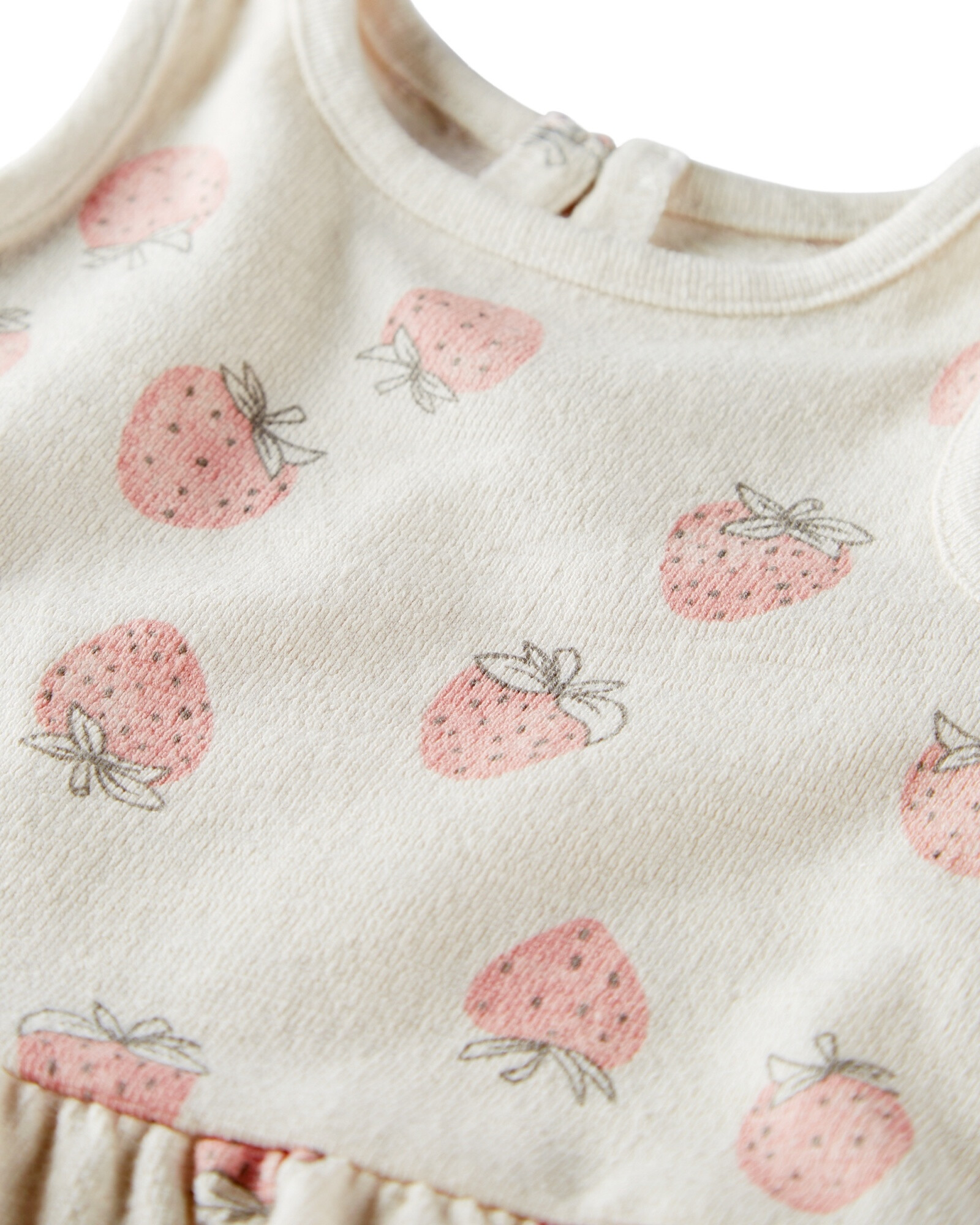 Set dos piezas de algodón orgánico, short y musculosa, diseño frutillas Sin color