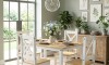Juego de comedor 4 sillas - Madera maciza - Cruceta Blanco