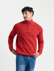 470587 SWEATER PUNTO MEDIO CIERRE HARRY Rojo