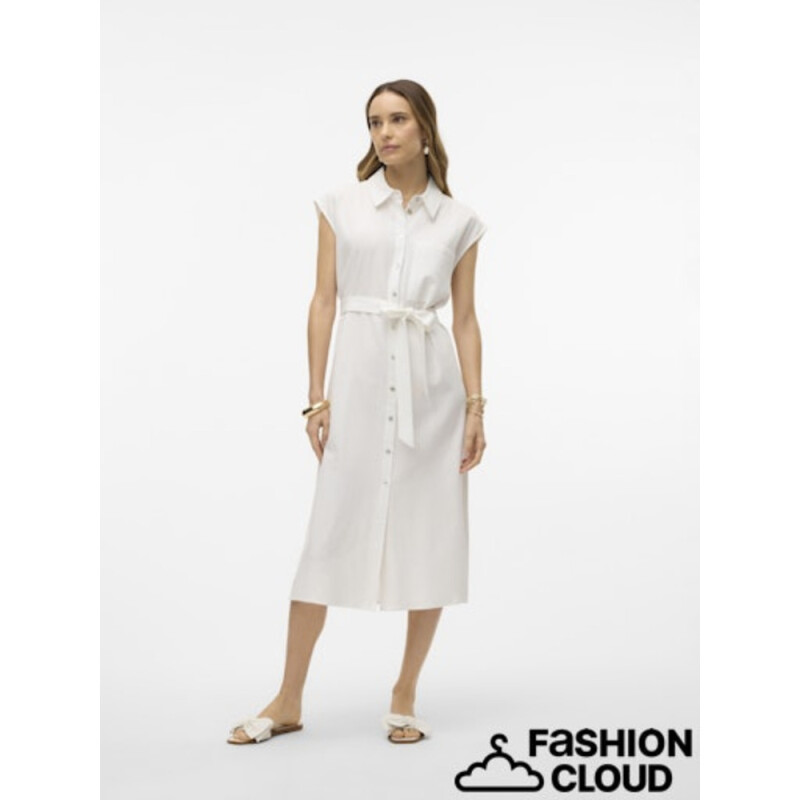 VMMYMILO SL CALF SHIRT DRESS WVN GA SNOW WHITE