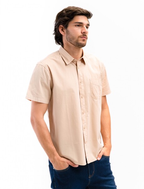 Camisa Algodón con Bolsillo Barcelona Beige