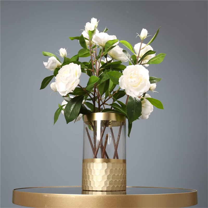 Florero de Vidrio Detalle en Dorado Florero de Vidrio Detalle en Dorado