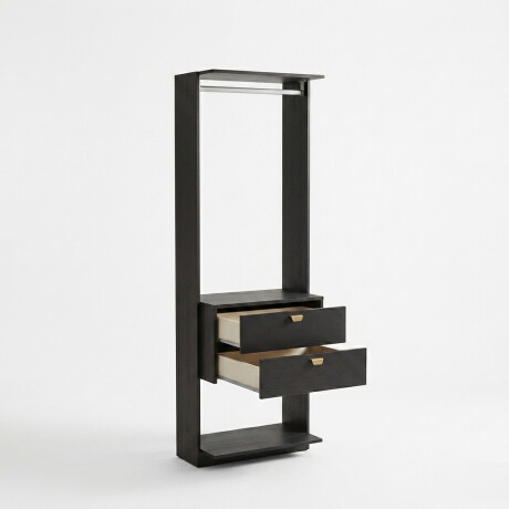 VESTIDOR 2 MÓDULOS - ESTANTES Y 2 CAJONES GUARDARROPA ARMARIO CLOSET PLACARD NEGRO