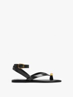 Sandalias De Piel Thong Tira Al Tobillo negro