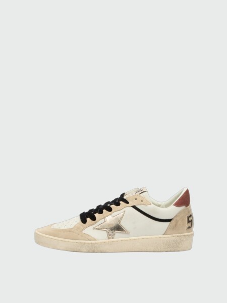 GOLDEN GOOSE - ZAPATILLA BALL STAR EN CUERO CON PUNTERA Y ESPOLÓN EN GAMUZA Y ESTRELLA LAMINADA Alta Automática