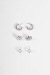 Set de 3 caravanas flower plateado