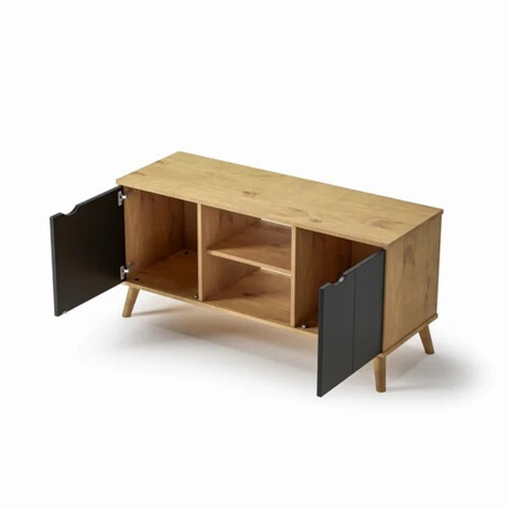 RACK APARADOR PARA TV O AUDIO 2 PUERTAS EN MADERA MACIZA MADERA-PRETO