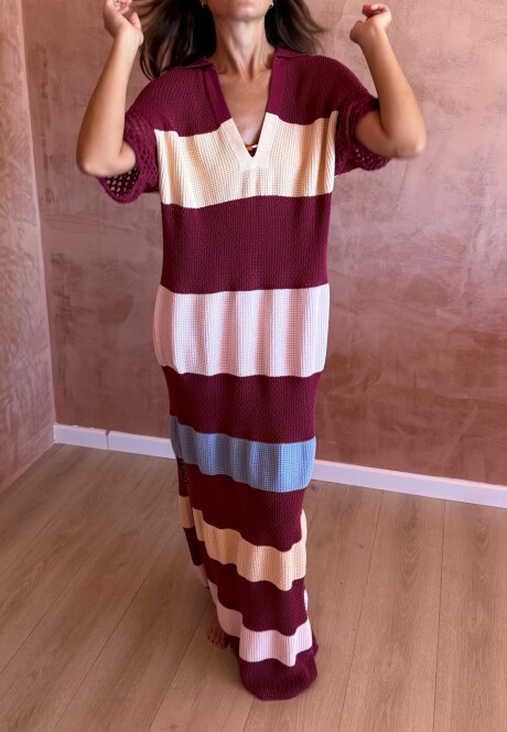 Vestido Cassis SS26 Stripes Tinto